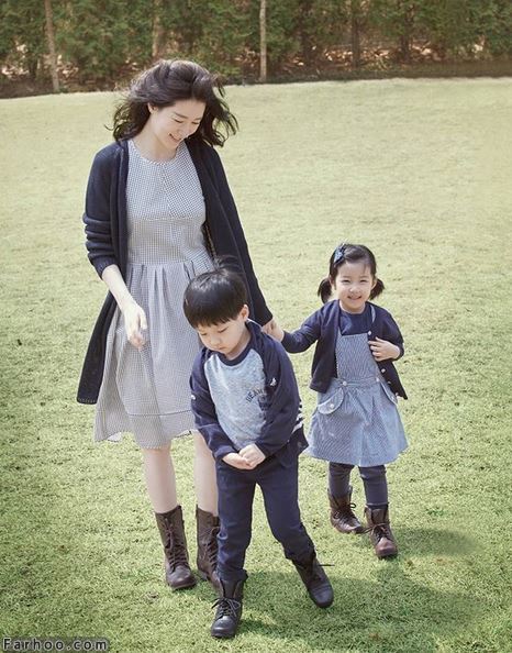یانگوم در کنار فرزندان دوقلویش(4عکس)