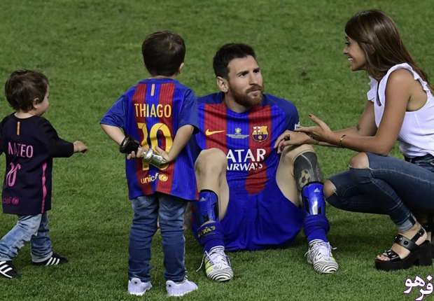 4 عکس از لیونل مسی با زن و بچه در فینال جام حذفی