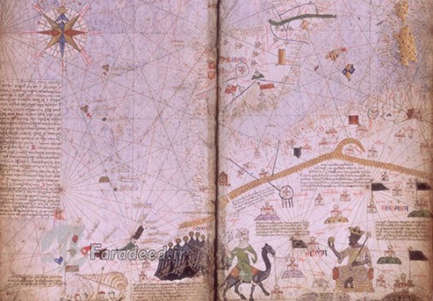  نسخه‎ای از نقشه اطلس کاتالان متعلق به سال ۱۳۷۵ میلادی 