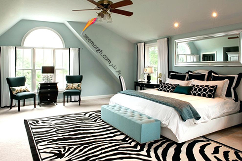 فرش فانتزی راه راه برای اتاق خواب - مدل شماره 2