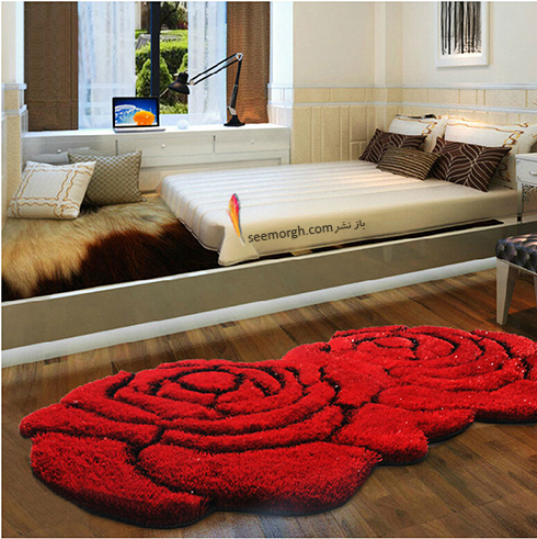 فرش فانتزی اتاق خواب با طرح گل رز