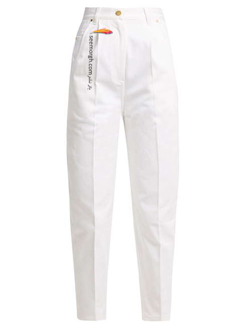 شلوار جین سفید فاق بلند